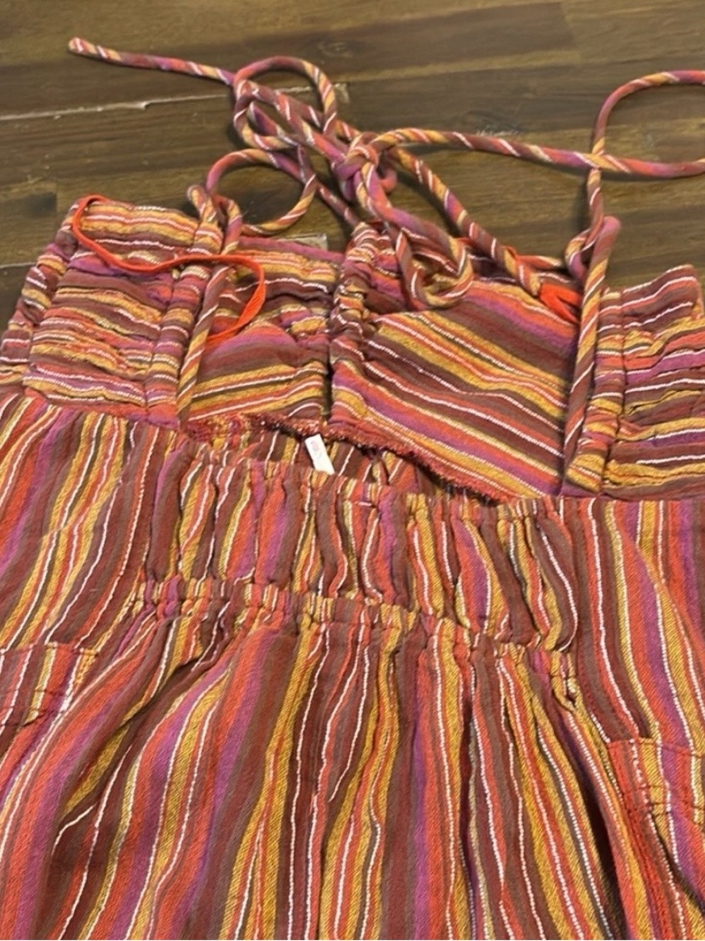 FREE PEOPLE Sundaze For Surfin Jumpsuit In Red Clay Combo M Striped Harlem Gauzy - Picture 8 of 8